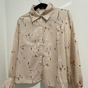 Pink Floral Button Up Blouse